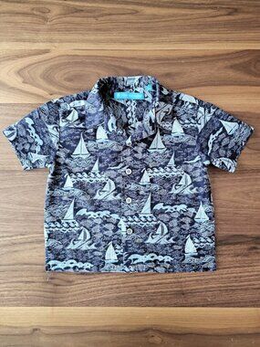 Tori Richard Boys Hawaiian Shirt 3T Blue Fish Made in Hawaii